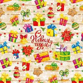 бумага упаковочная 70*100см новогодние подарки 90г/м2 уб-9458 /miland