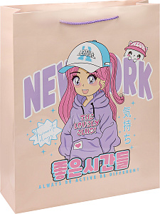 пакет бумажный 26,4*32,7*8 стильная девочка ламинированный пкп-4285 /optima фото