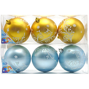 набор 3 шаров роспись 8см n181766 (2вида - золотые, голубые) /winter wings