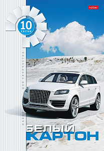 картон белый мелованный а4, 10л, в папке, 10кб4_ассорти  /hatber