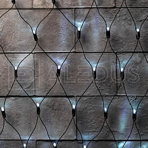 светодиодная сеть aledus 2х3 м, черный провод, пвх, белый, без мерцания