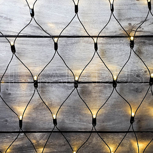 светодиодная сеть aledus 2х2 м, черный провод, пвх, теплый белый, без мерцания