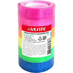 набор клейкой ленты 12мм*10м неоновая тониров. на полипропилене 45мкм, 6шт., 4162800 /dev