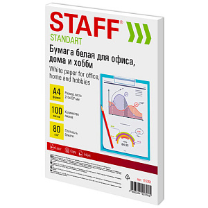бумага а4 staff 100л 80г/м2, 146% (cie), 115351