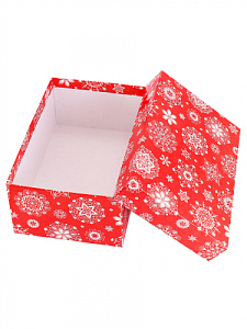 коробка подарочная 19*12*7,5 снежинки на красном кор-2077 /miland