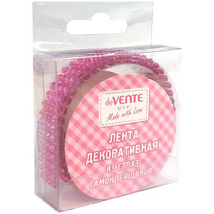клейкая лента декоративная 16мм*50см стразы розовые акриловые 9040223 /devente