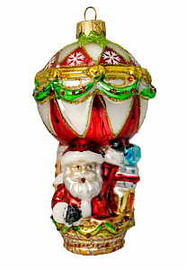 елочная игрушка стеклянная декорированная "дед мороз на воздушном шаре" артикул ф-199