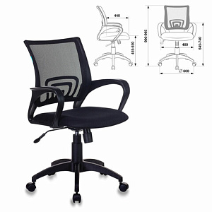 кресло ch-695n/black, с подлокотниками, сетка, до 150кг