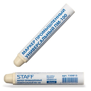 маркер промышленный белый пм-100 твердый, для любых неровных поверхностей, -20 до +40с, белый /staff