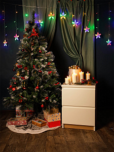 эл.гирл. 126л + 12л штора мультицвет 3*0,8м прозр. нить ну-3661 /miland