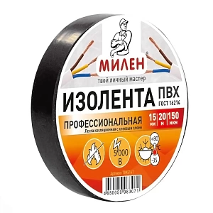 изолента 1мм*20м пвх, черная tim516t /милен