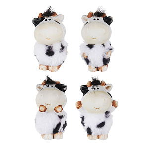 сув. бык с челкой 8*6*4,5см керамика, иск. мех  (4вида) 398-087 /сноубум