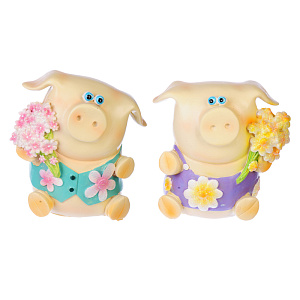 сувенир копилка свинка 12,5*8*12см полистоун (2вида) 359-671