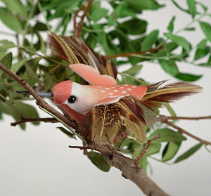 декор. элемент птичка на прищепке, перо, пластик, ассорти, 4449368