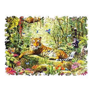 контурный пазл 174 тигр в джунглях m деревянный  /zufa