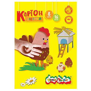 картон а4, 8цветов, 16листов, в папке, кцкм16 /каляка-маляка