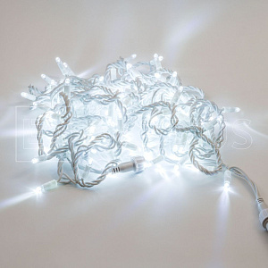 гирлянда (нить) aledus 10 м, белый провод, каучук (резина), белый, без мерцания