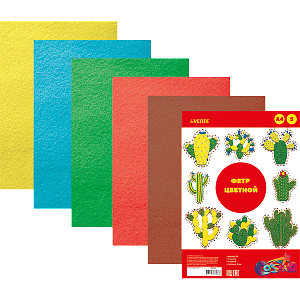 фетр цветной мягкий  а4  5цв 5л толщина 2мм  яркие цвета 8040756 /devente