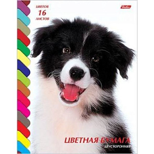 бумага цветная  а4 16цветов, 16листов, двухсторонняя, на скобе, 16бц4_ассорти, есо, /hatber