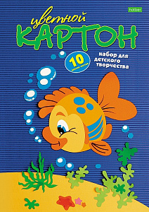 картон а4 10цв, 10л  ассорти, 10кц4_ассорти в папке, есо /hatber