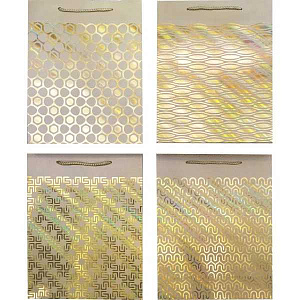 пакет бумажный 26*32*10 pure gold с фольгированием, ассорти, 9041407 /devente фото