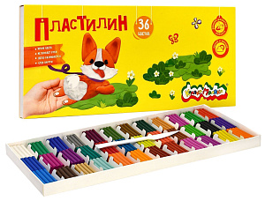 пластилин 36цв. + стек 540г пкм36-к /каляка-маляка