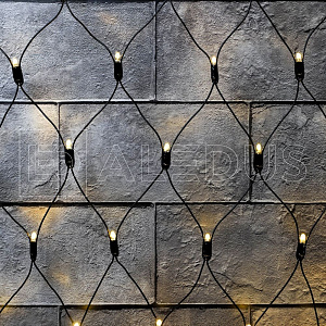 светодиодная сеть aledus 2х3 м, черный провод, пвх, теплый белый, без мерцания