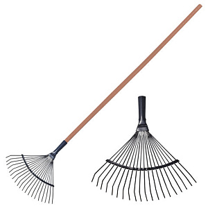 грабли веерные проволочные 20 зубьев шир.35см, дерев.черенок 120см