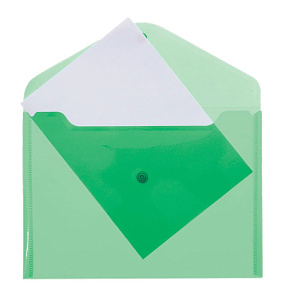 папка-конверт на кнопке 0.12мм, полупрозрачная зеленая, 3071817, 3071403 /attomex