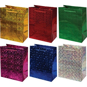пакет бумажный 12*15*6см  голографический, цвет ассорти, 157г/м2, 9042002 /devente фото