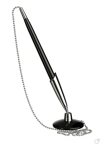 ручка 0.7 на самоклеящейся подставке с металлической цепочкой, черный корпус, 14-5640 /workmate