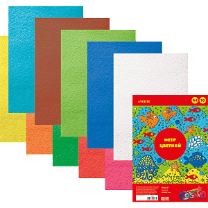 фетр цветной  мягкий а4  10цв 10л толщина 1мм  яркие цвета 8040681 /devente