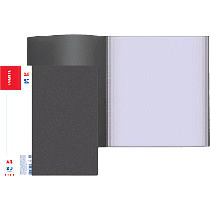 папка с 80 файлами 30мкм, 0.8мм, сменная этикетка, черная, 3106404, а80-825 /deventе