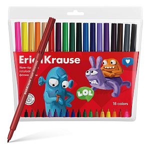 фломастеры 18цв jolly friends, super washable, пл/уп 61832 /ek
