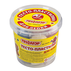 тесто для лепки 7цв 210г,  пластиковая уп 104544 /пифагор