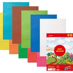 фетр цветной мягкий  а4  10цв. 10л  толщина 2мм   яркие цвета 8040757  /devente