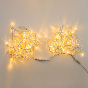 гирлянда (нить) aledus 10 м, белый провод, пвх, теплый белый, с мерцанием