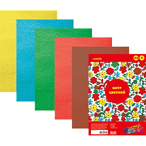 фетр цветной мягкий а4 5цв 5л толщина 1мм  яркие цвета 8040682 /devente