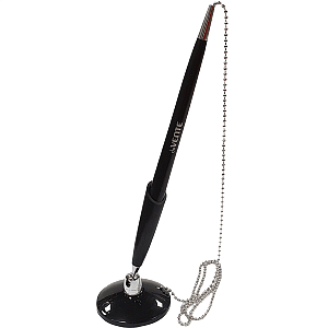 ручка 0.7 на самоклеящейся подставке с металлической цепочкой, черный корпус, синяя, 5072303 /devente