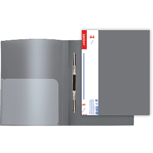 скоросшиватель пластиковый 0.7мм  +пакет+торцевойкарман, непрозрачный, серый  3111706 /d