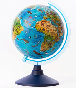 глобус зоографический d-210, детский, с подсветкой, батарейки 2*аа, ве012100249 /глобен