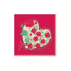 салфетка  трехслойная 33*33см сердце/розы 000101 /daisy