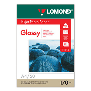 фотобумага  а4 170г/м2, 50л глянцевая одностор. для струйной печати 0102142 /lom
