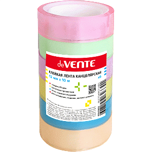набор клейкой ленты 12мм*10м пастель тонированная на полипропилене 45мкм, 6шт 4162801 /deven