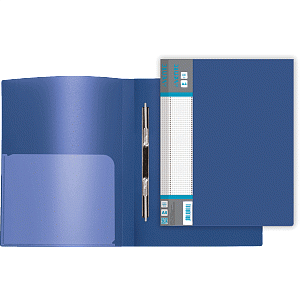 скоросшиватель пластиковый 0.7мм  +пакет+торцевойкарман, непрозрачный,  синий  3111707 /devente