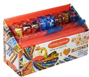 клейкая лента  12мм*2,8м я люблю россию в диспенсере 02050 /оригами