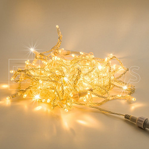 гирлянда (нить) aledus 10 м, прозрачный провод, пвх, теплый белый, с мерцанием