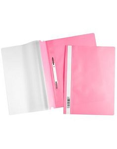 скоросшиватель а4 с прозрачной обложкой  розовый 4312 /hatber
