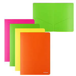 папка-уголок с 2 карманами 0,18 glossy neon ассорти 53603 /ek