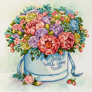 алмазная мозаика 45*45 пионы в коробке полное заполнение, квадр.стразы alvr-118 /фрея